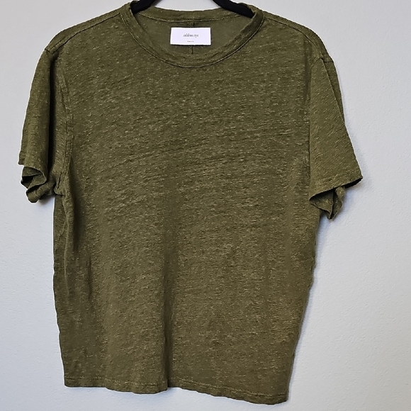 Soldout NYC Olive Green Linen Short Sleeve Casual Slub The Perfect Tee Small - Picture 1 of 6